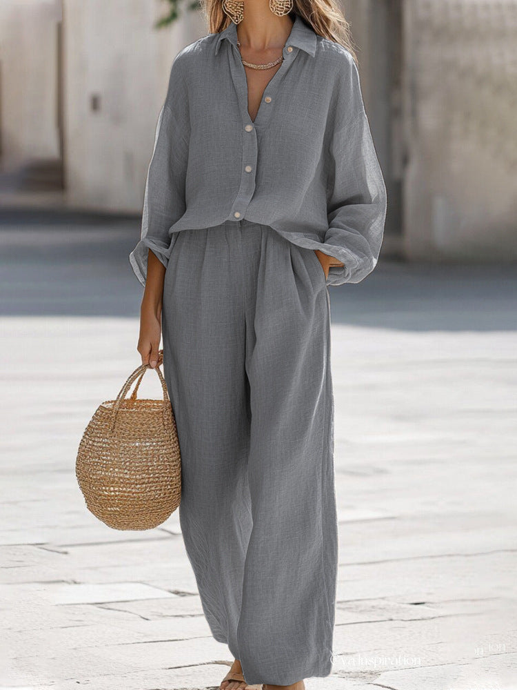 Lara | Relaxed Fit Casual Lightweight Blouse and Trousers Set