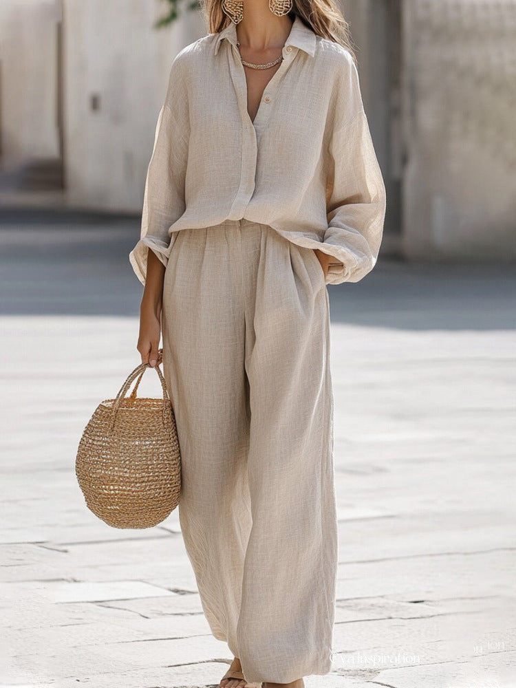 Lara | Relaxed Fit Casual Lightweight Blouse and Trousers Set