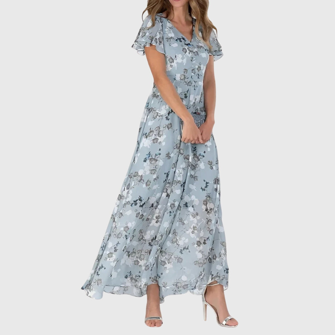Tallulah | Floral Flutter Sleeve Maxi Dress