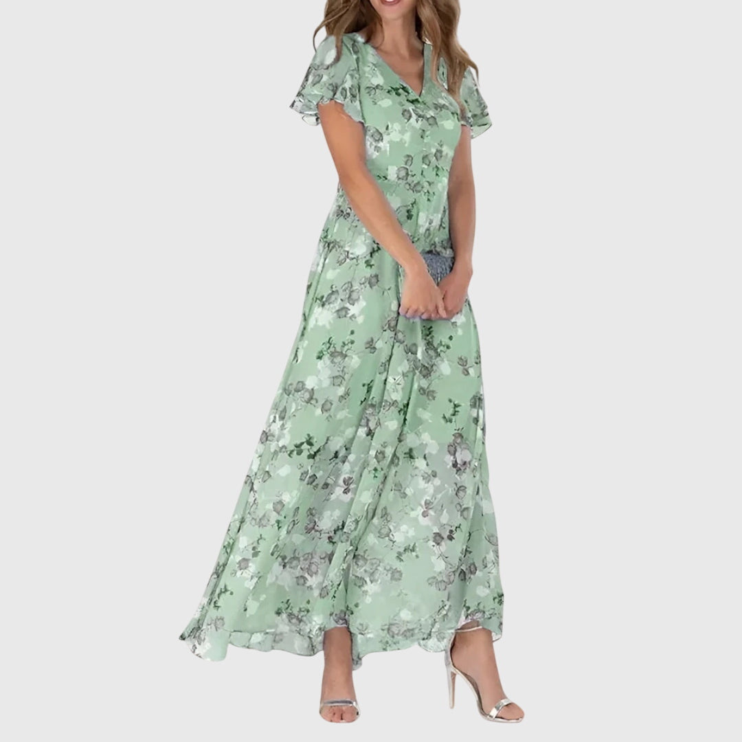 Tallulah | Floral Flutter Sleeve Maxi Dress