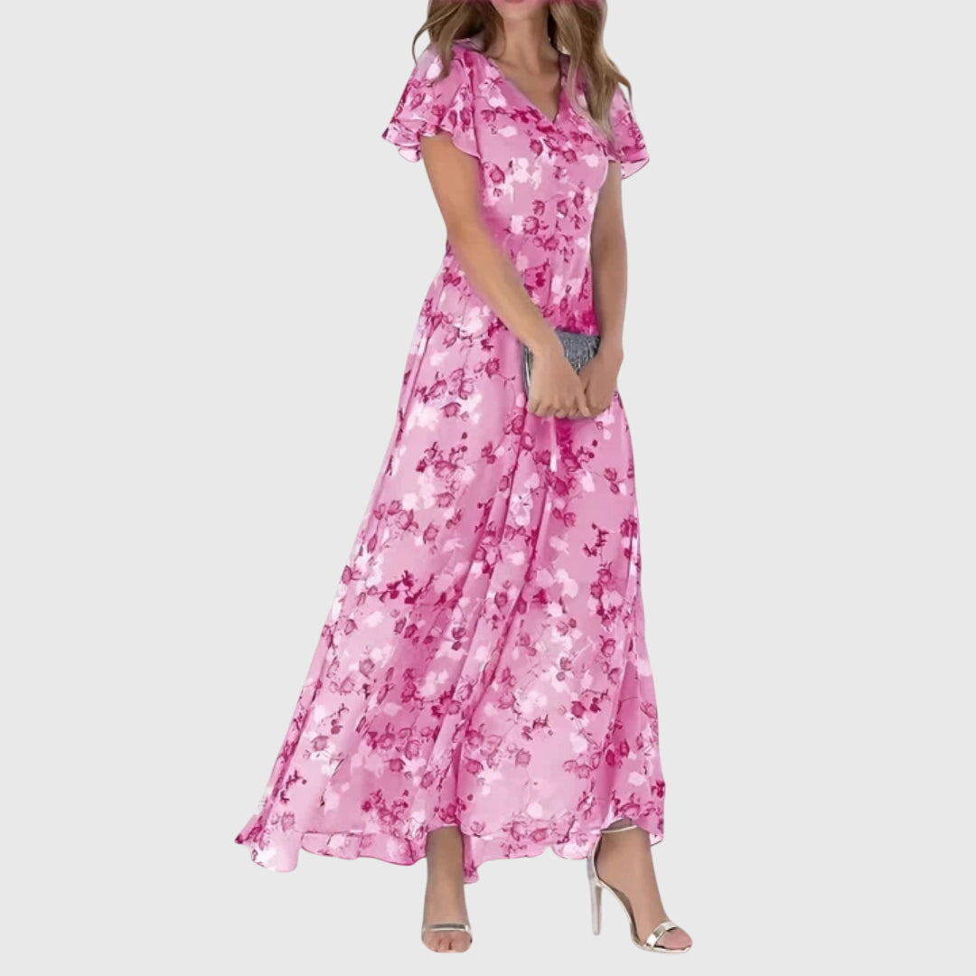 Tallulah | Floral Flutter Sleeve Maxi Dress