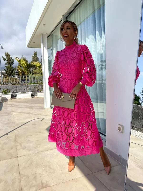 Women's Midi Dress – Guipure Lace Structured Fit Formal | Amelia 6