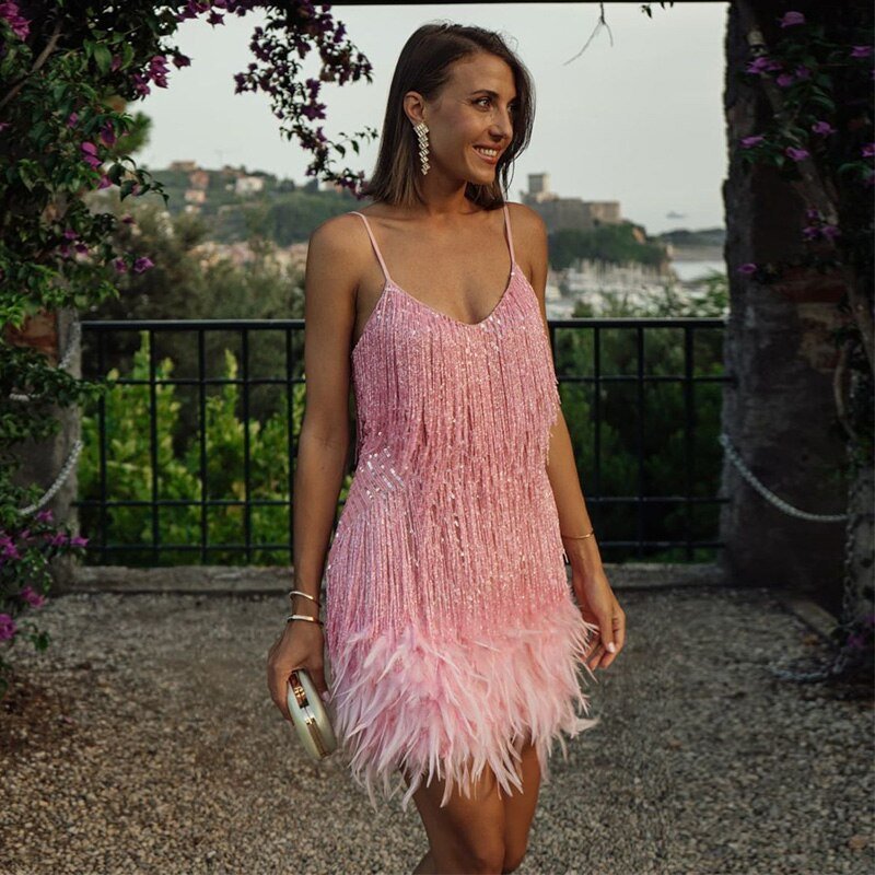 Women's Mini Dress – Mesh Beaded Evening | Imogen 7