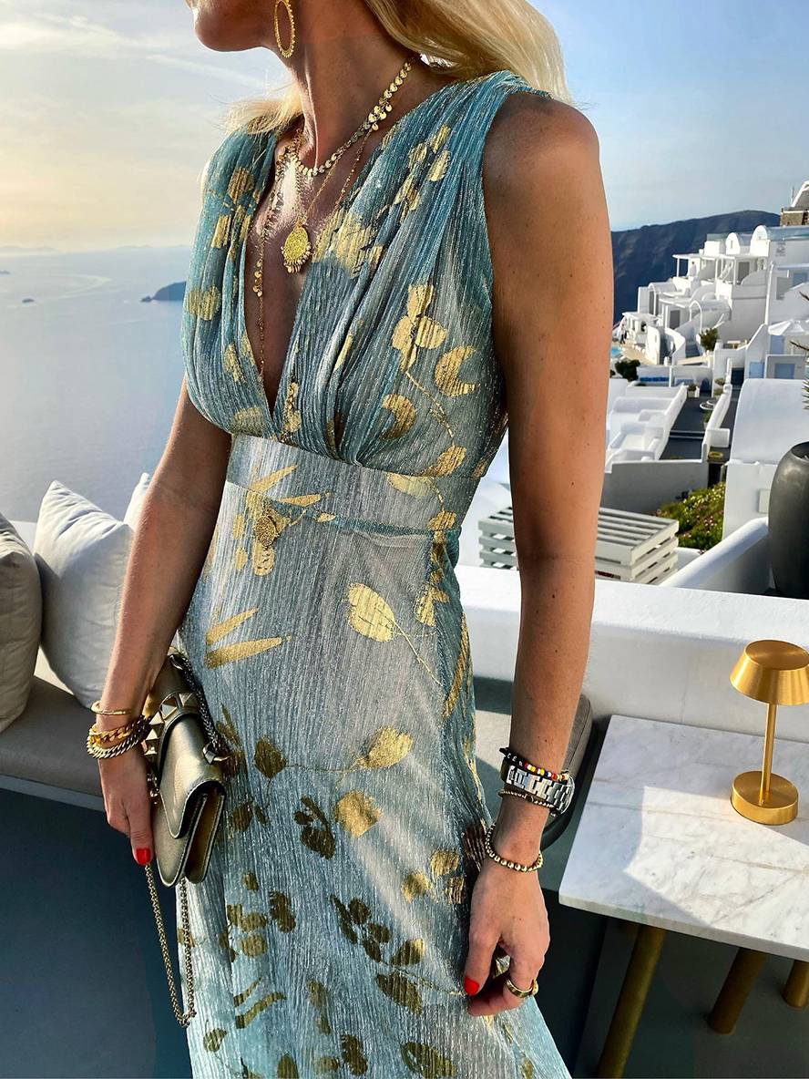 Amelia | V-Neck Sleeveless Evening Dress Long Fit