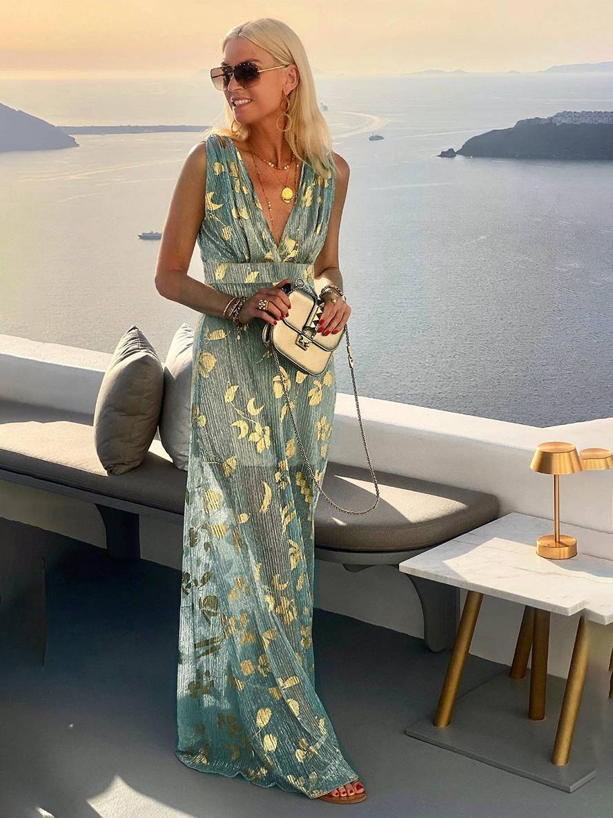 Amelia | V-Neck Sleeveless Evening Dress Long Fit