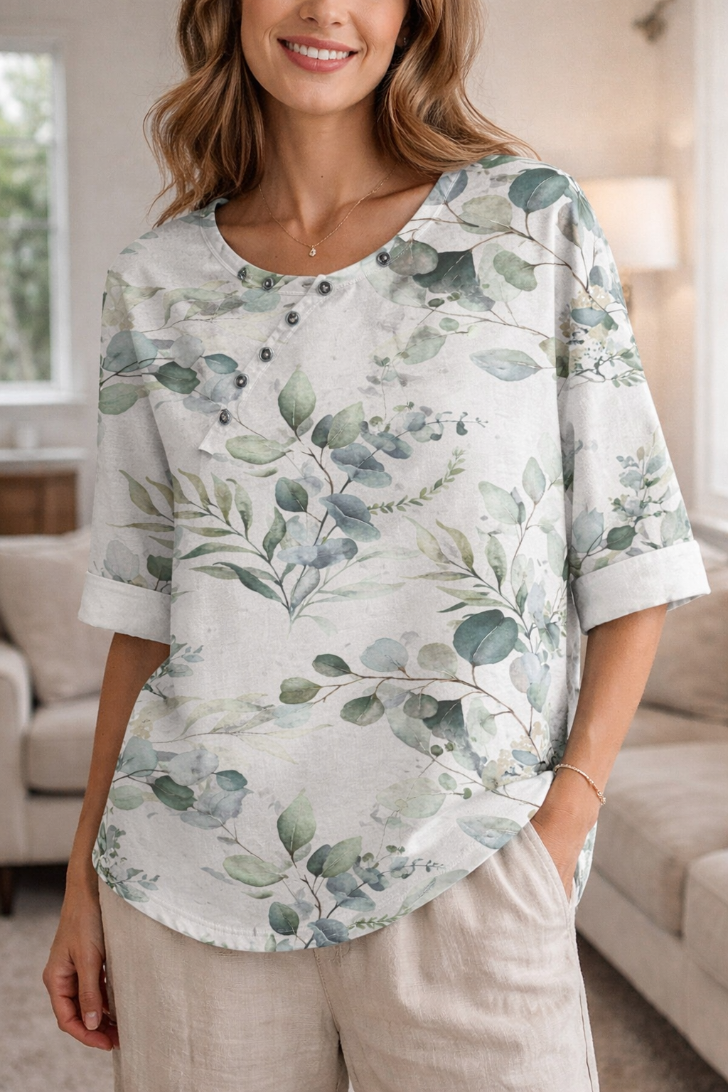 Women's Blouse – Linen Blend Relaxed Fit Casual | Amelia 2