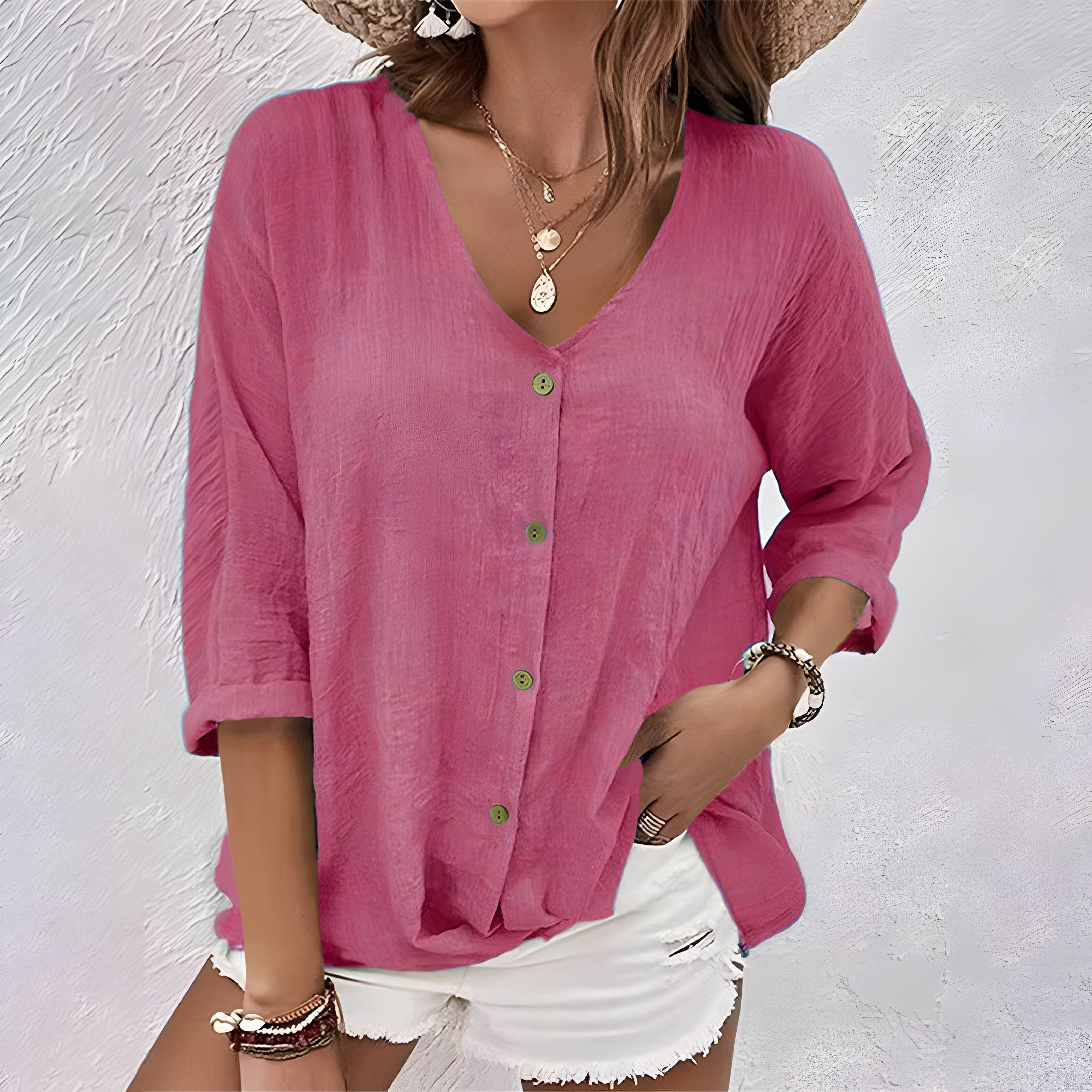 Women's Blouse – Slub Textured Cotton Relaxed Fit Casual | Amelia 5