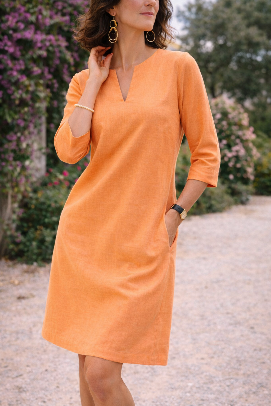 Women's Shift Dress – Linen Blend Straight Cut Smart Casual Summer | Amelia 4