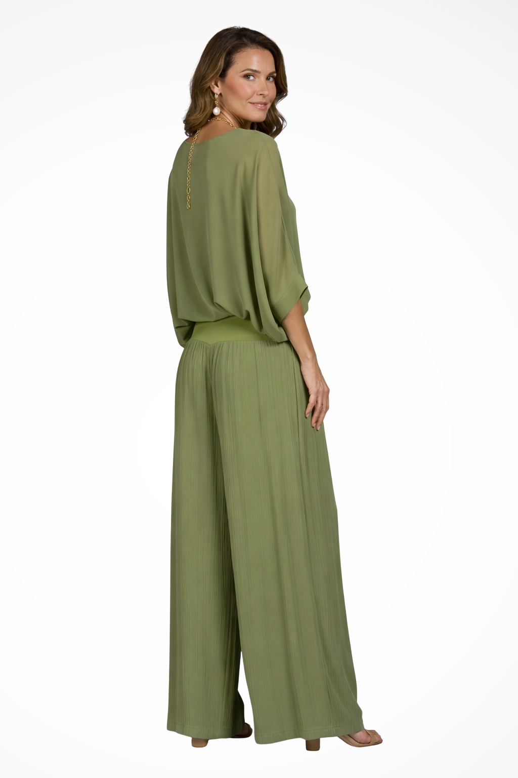 Women's Wide Leg Trousers – Cupro Blend Relaxed Fit Evening | Amelia 2