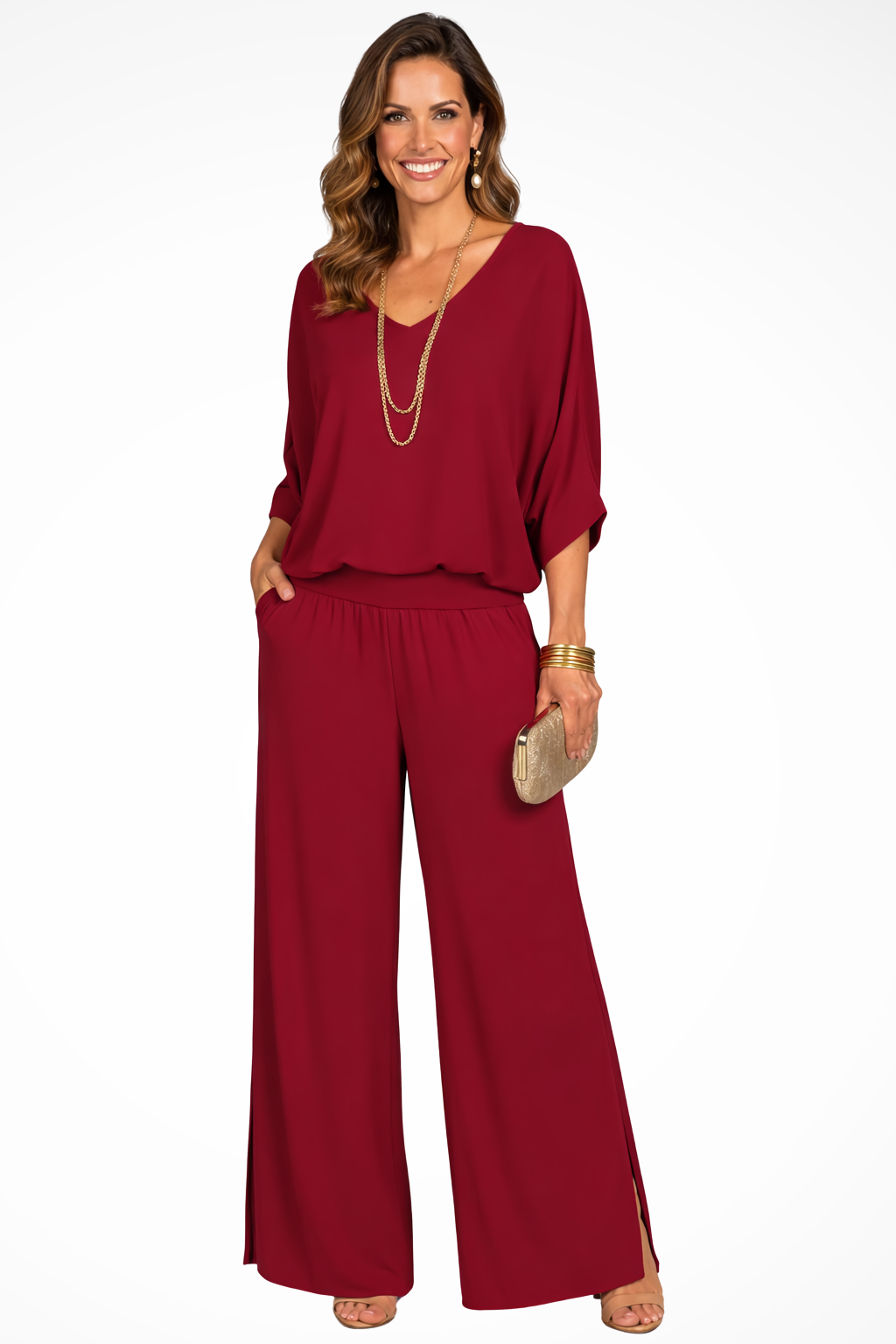 Women's Wide Leg Trousers – Cupro Blend Relaxed Fit Evening | Amelia 6