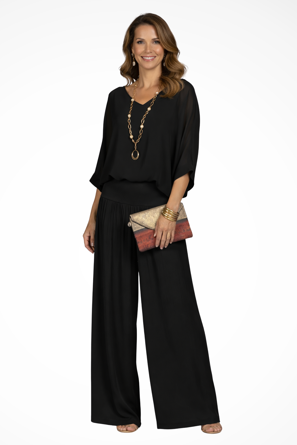 Women's Wide Leg Trousers – Cupro Blend Relaxed Fit Evening | Amelia 10