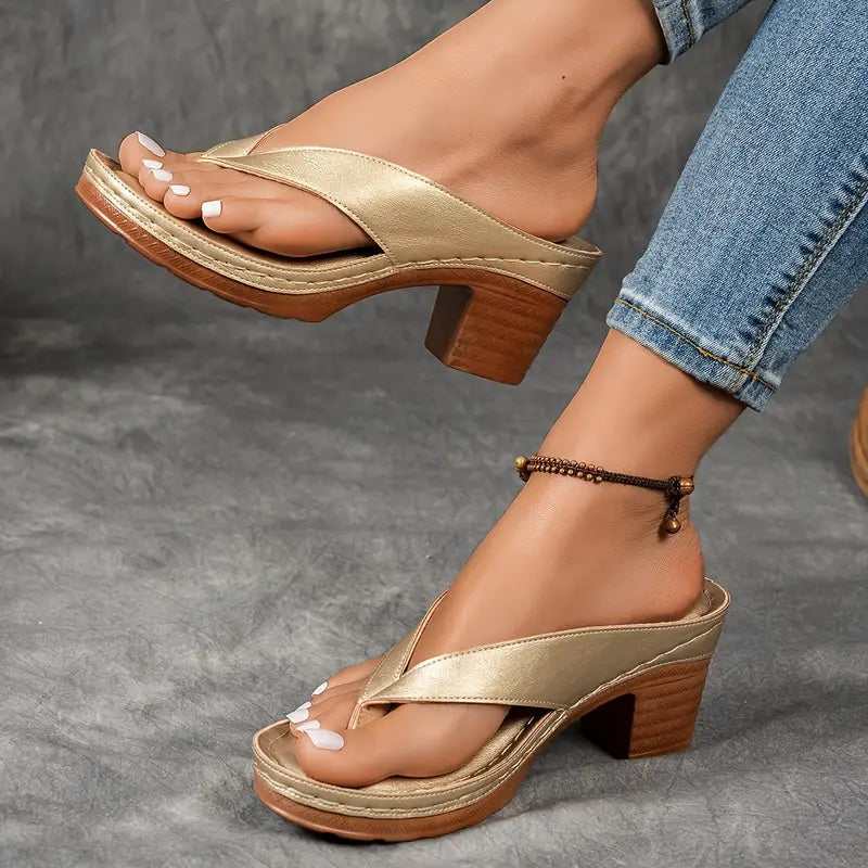 Women's Sandals – Faux-Leather Padded Thong Casual Summer | Amelia 4