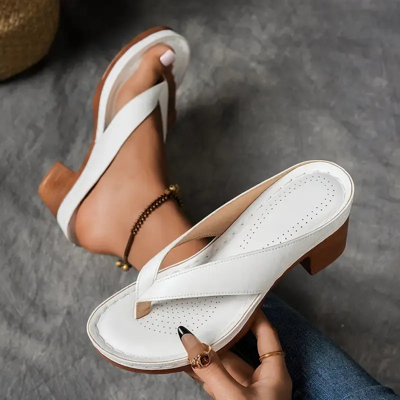 Women's Sandals – Faux-Leather Padded Thong Casual Summer | Amelia 6