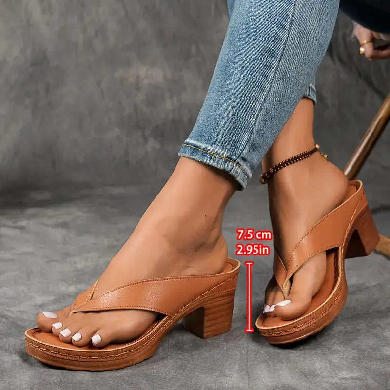 Women's Sandals – Faux-Leather Padded Thong Casual Summer | Amelia 7