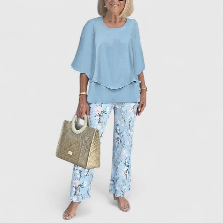 Women's Trouser Suit – Chiffon Wide Leg Elegant For Special Occasions | Amelia 9