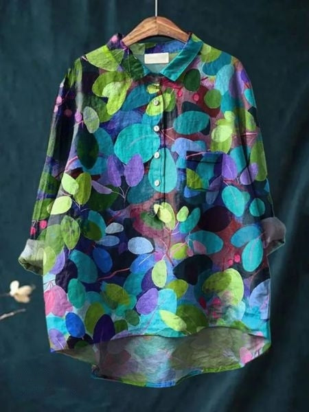 Women's Tunic Shirt – Floral Jacquard Relaxed Fit Casual | Amelia 11