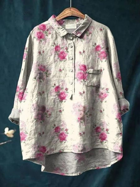 Women's Tunic Shirt – Floral Jacquard Relaxed Fit Casual | Amelia 13