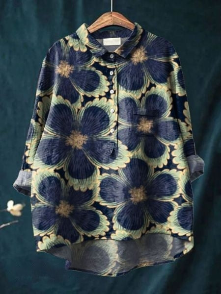 Women's Tunic Shirt – Floral Jacquard Relaxed Fit Casual | Amelia 7