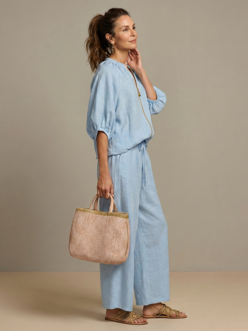 Isla | Zip Front Blouson Relaxed Fit Daywear Set
