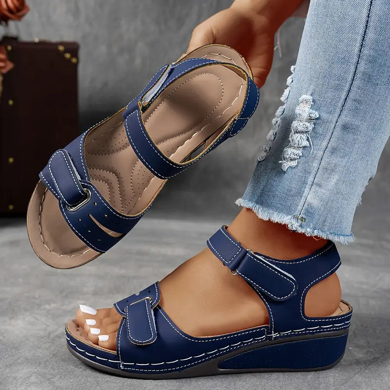 Women's Wedge Sandals – Vegan Leather Adjustable Casual | Amelia 4