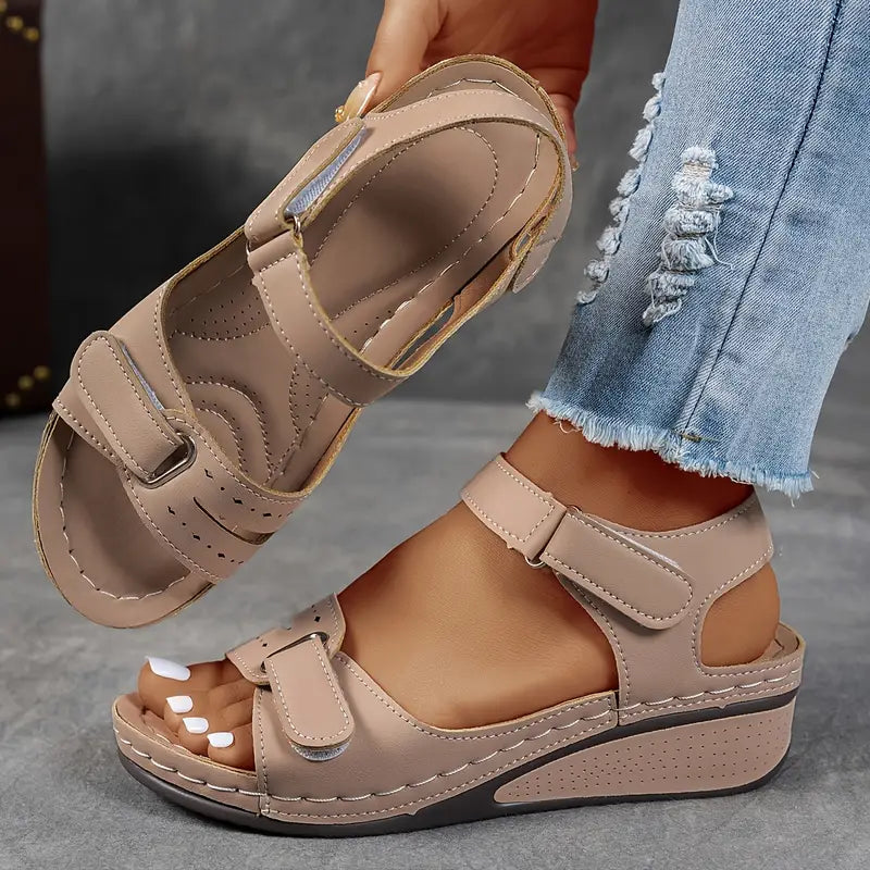 Women's Wedge Sandals – Vegan Leather Adjustable Casual | Amelia 6