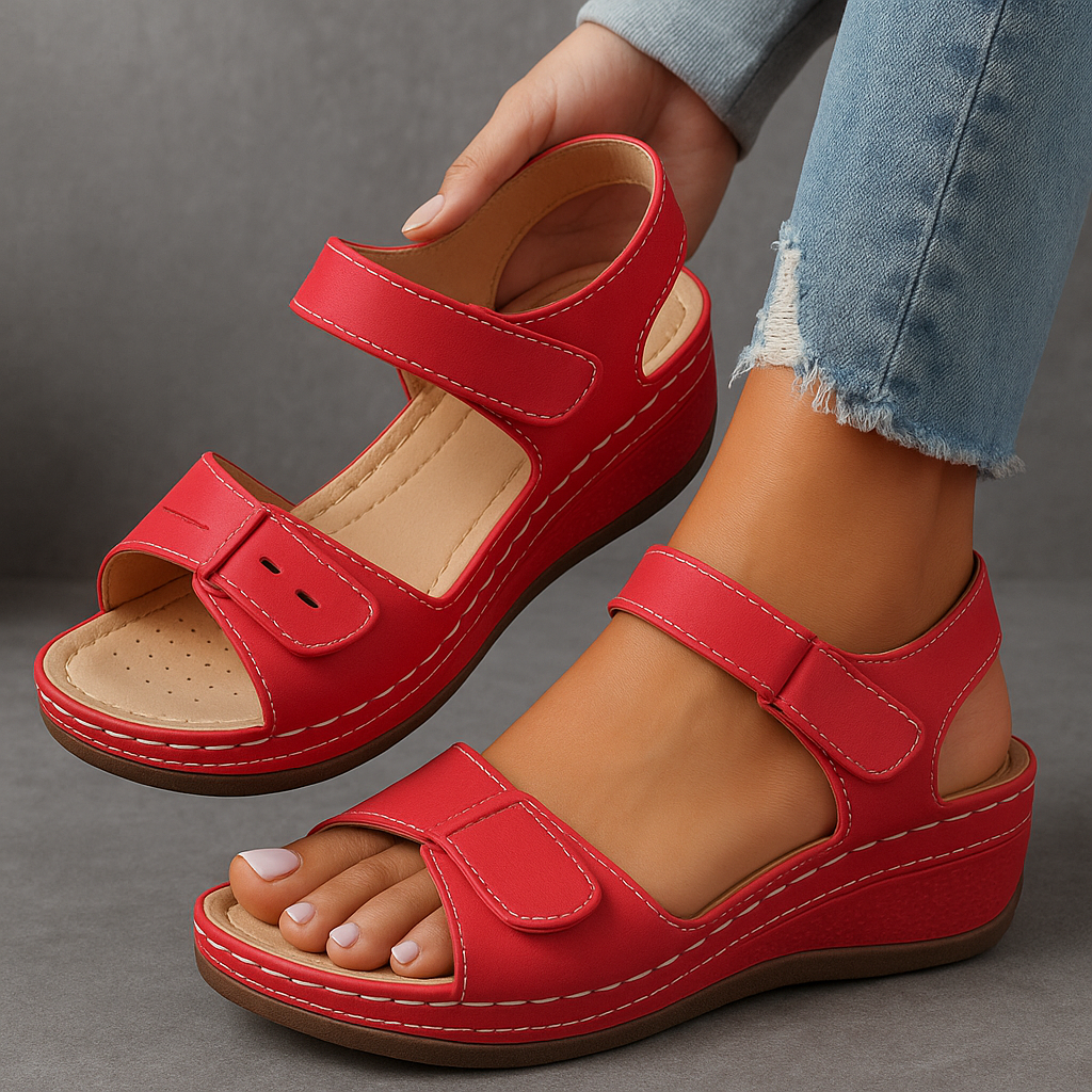 Women's Wedge Sandals – Vegan Leather Adjustable Casual | Amelia 7