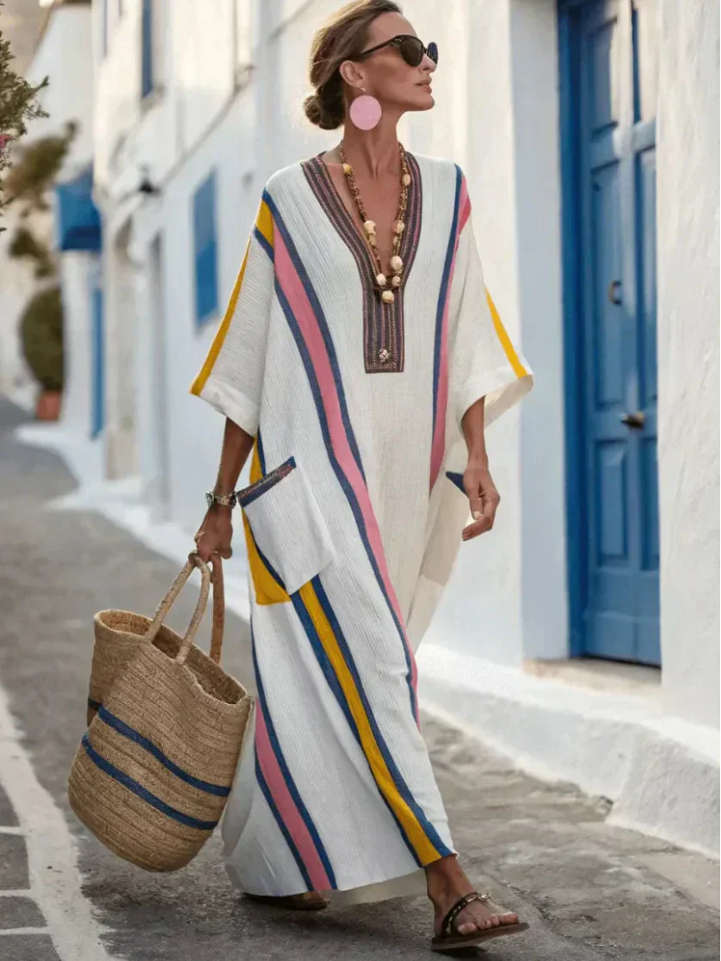 Ella | V Neck Casual Maxi Dress Relaxed Fit with Pockets