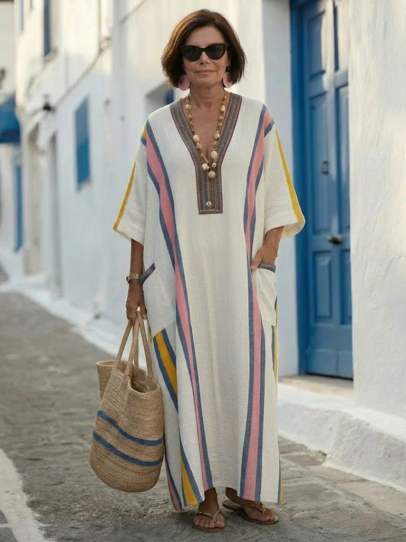 Ella | V Neck Casual Maxi Dress Relaxed Fit with Pockets