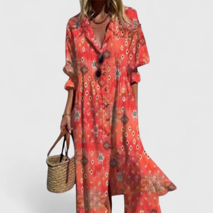 Women's Maxi Dress – Linen Blend Relaxed Fit Casual | Amelia 6