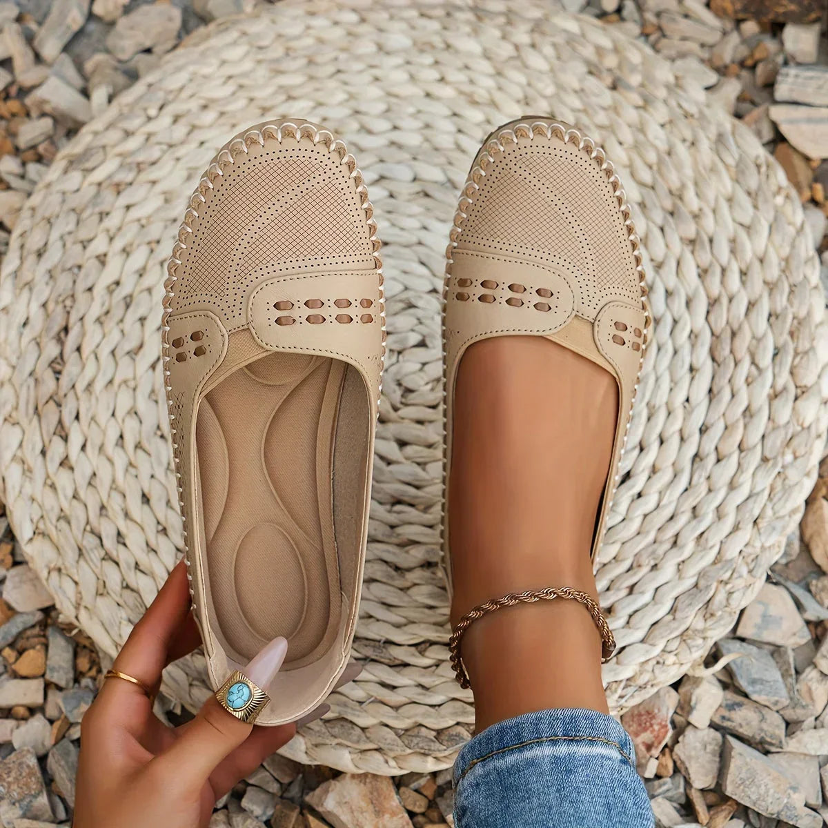 Women's Ballet Flats – Micro-Perforated Leatherette Casual | Amelia 1