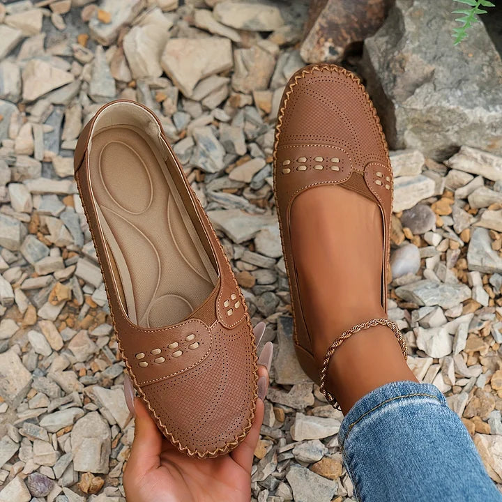 Women's Ballet Flats – Micro-Perforated Leatherette Casual | Amelia 2