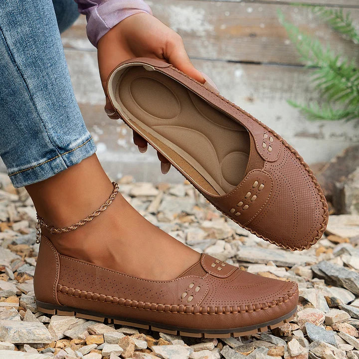 Women's Ballet Flats – Micro-Perforated Leatherette Casual | Amelia 9