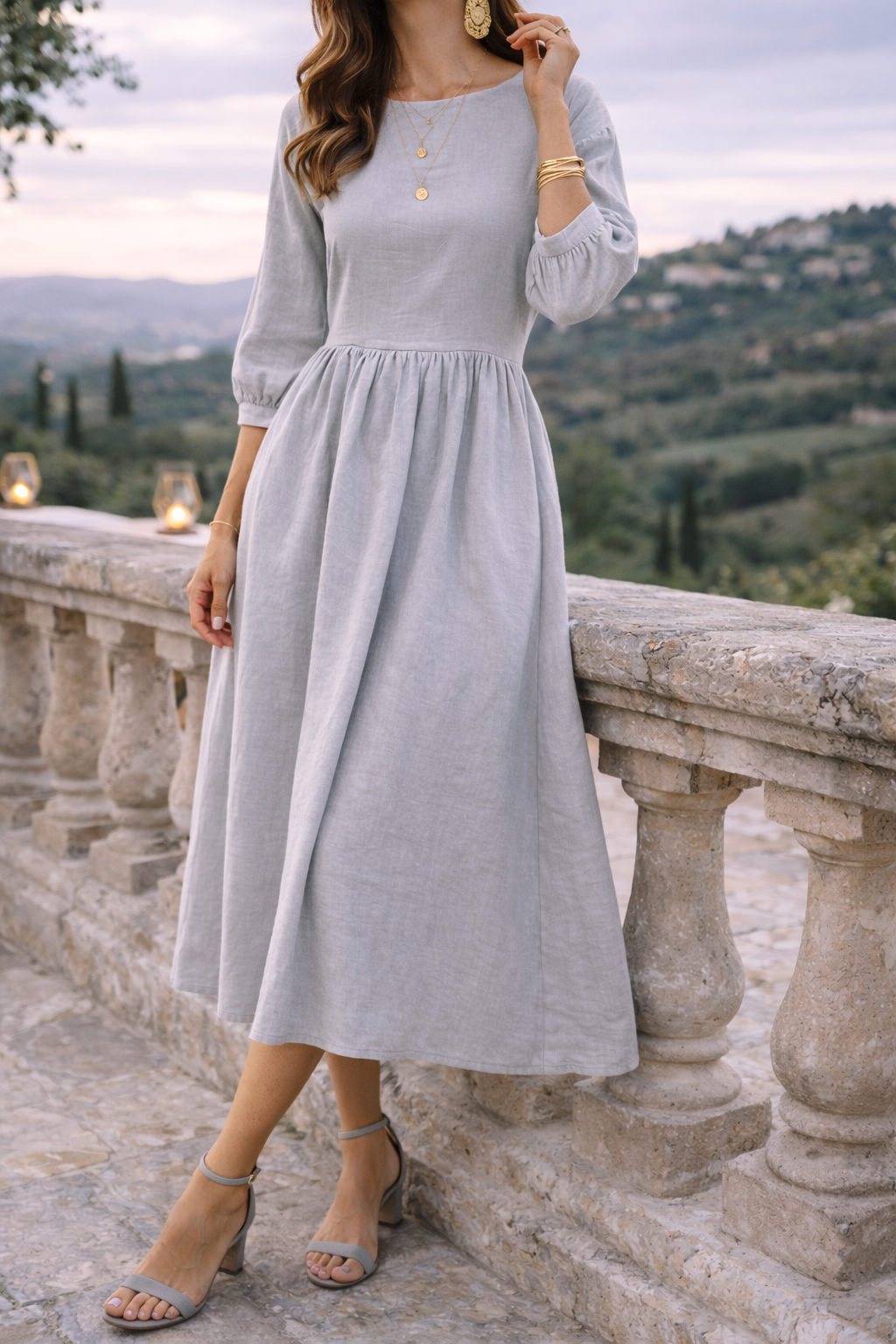 Women's Midi Dress – Linen Relaxed Fit Everyday | Amelia 8