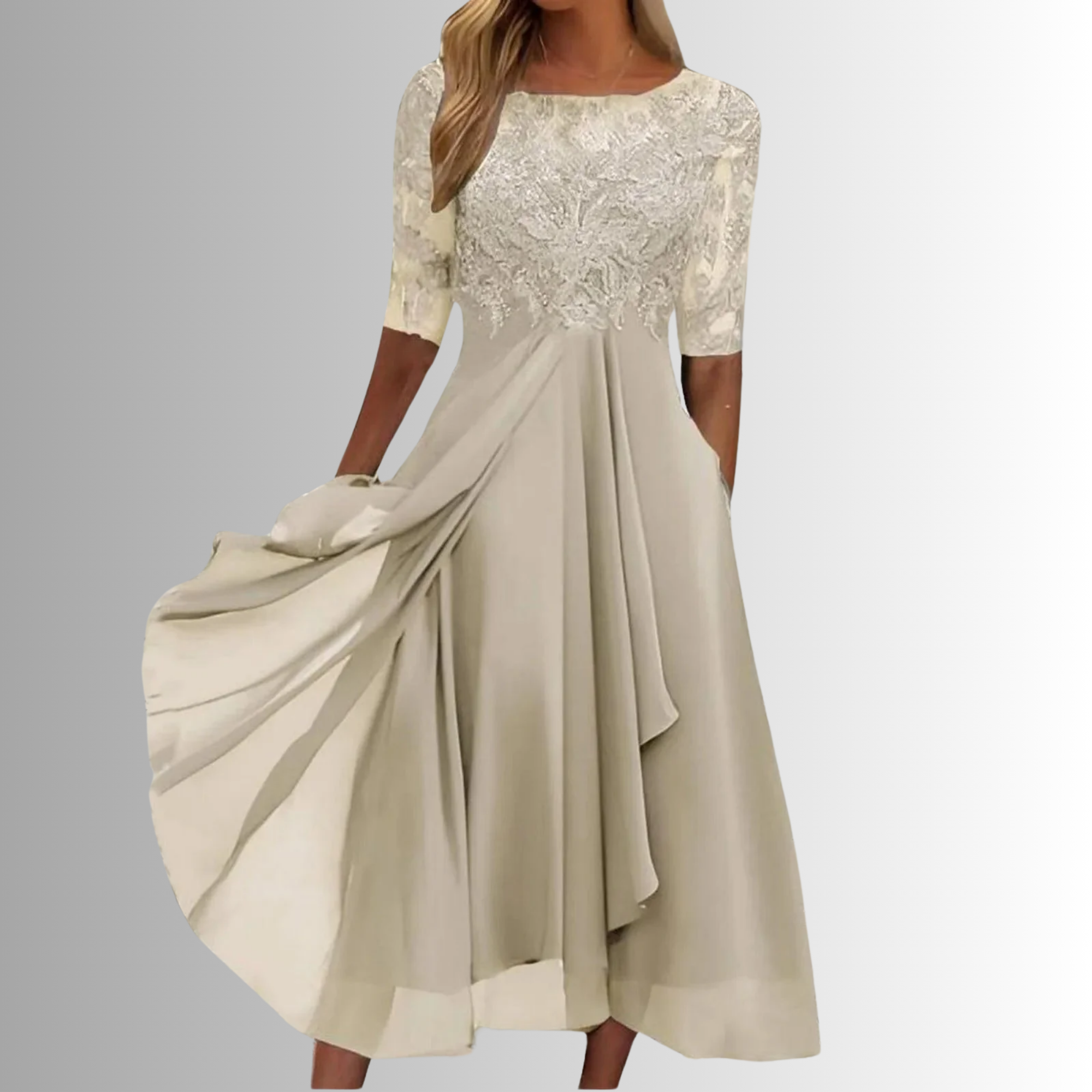 Women's Midi Dress – Chiffon A-Line Formal Evening | Amelia 3