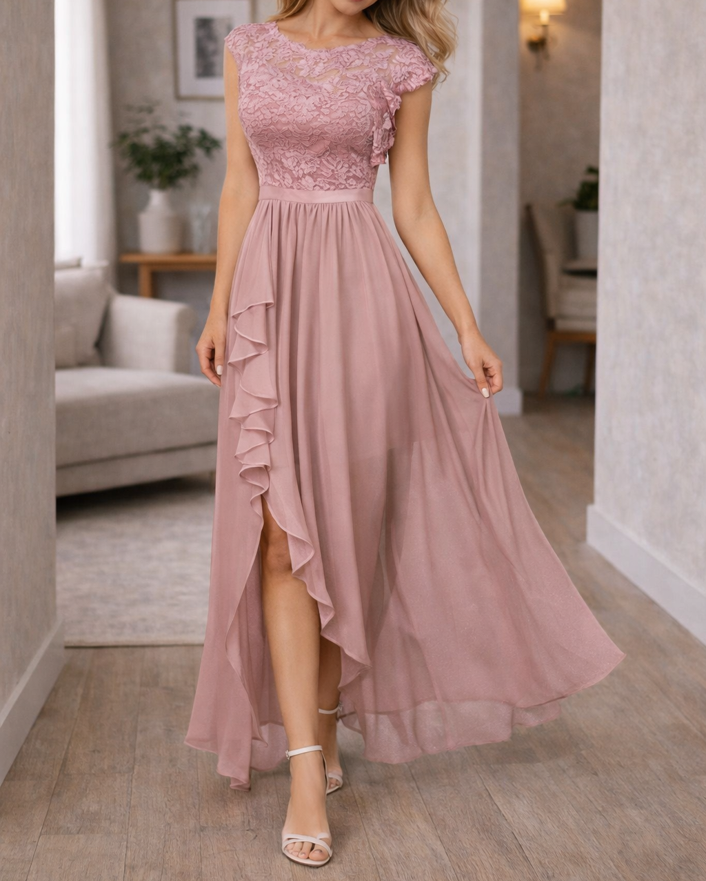 Women's Maxi Dress – Chiffon Lace Bodice Formal Evening | Amelia 3