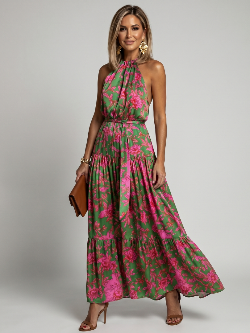 Marguerite | Women's Halter Holiday Maxi Dress