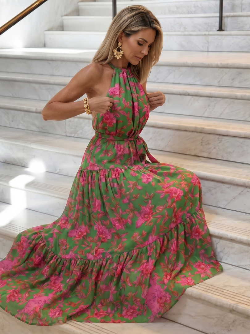 Marguerite | Women's Halter Holiday Maxi Dress