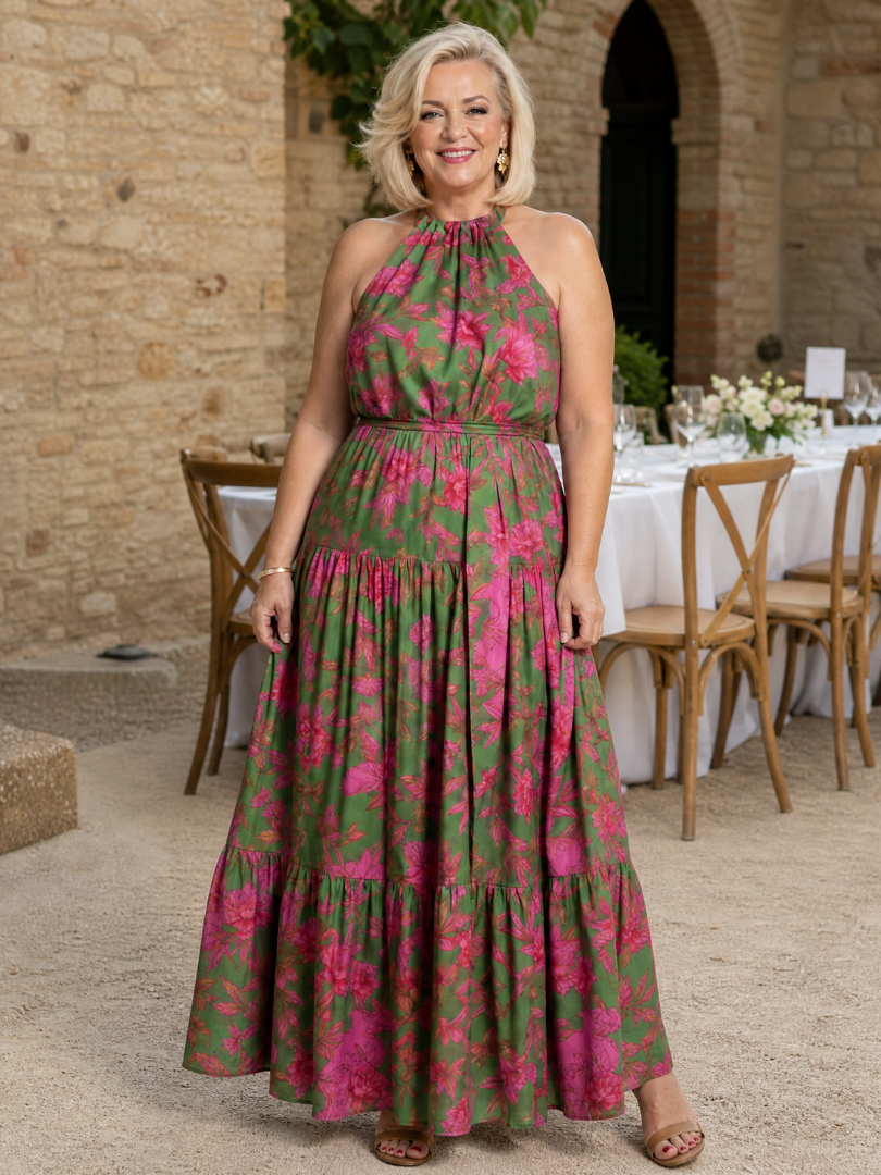 Marguerite | Women's Halter Holiday Maxi Dress