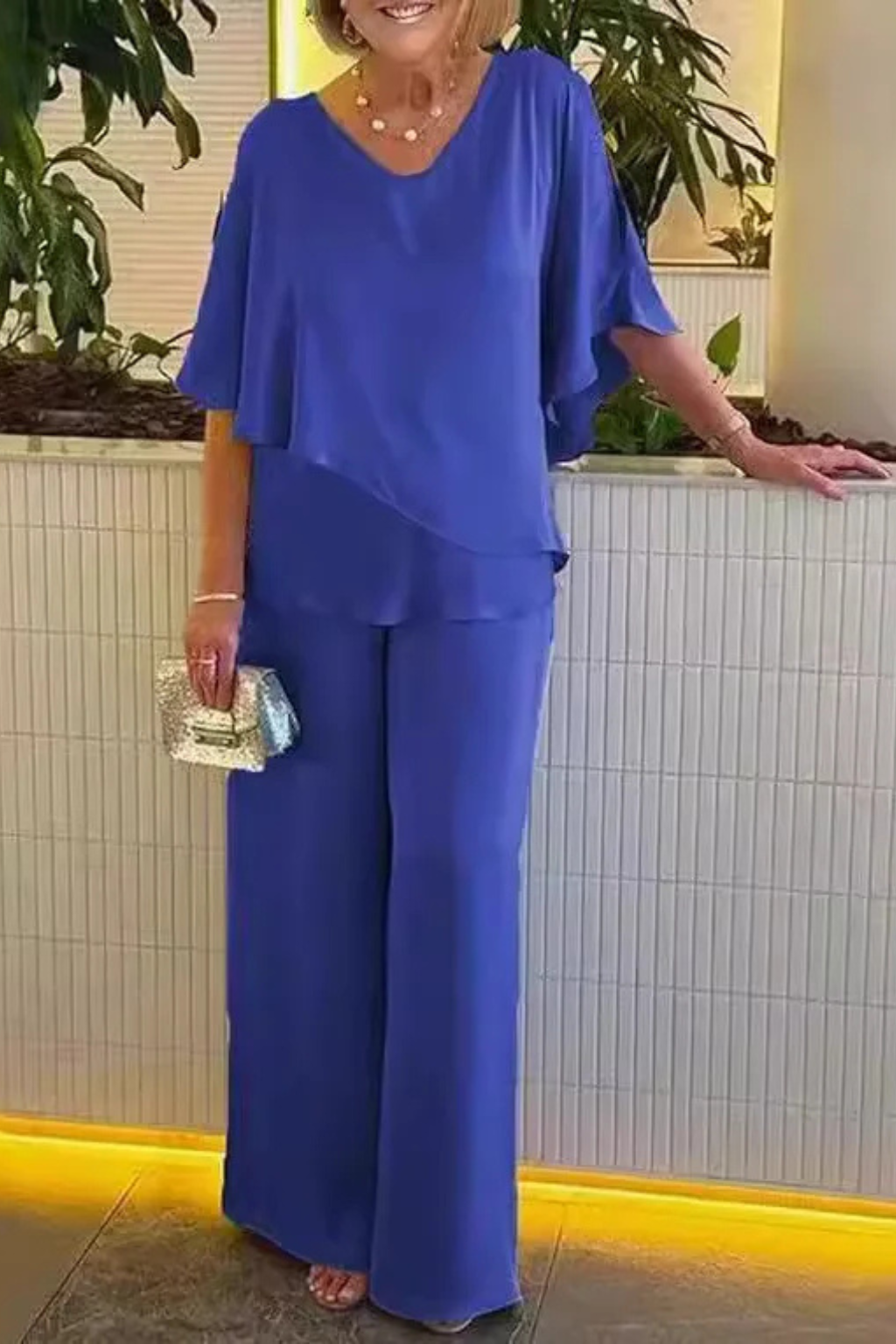 Women's Jumpsuit – Chiffon-Blend Asymmetrical Evening | Amelia 5