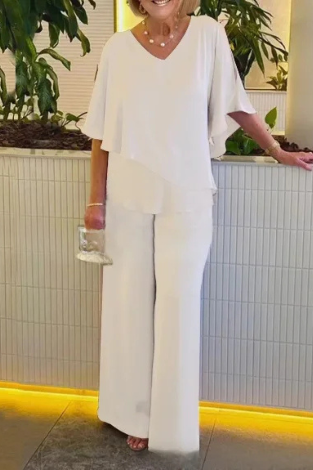 Women's Jumpsuit – Chiffon-Blend Asymmetrical Evening | Amelia 7