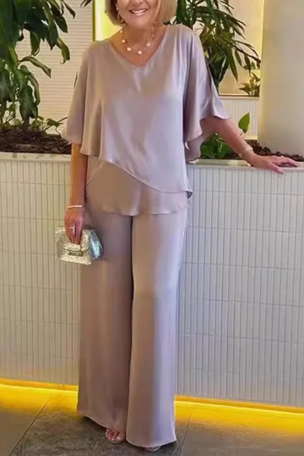 Women's Jumpsuit – Chiffon-Blend Asymmetrical Evening | Amelia 9