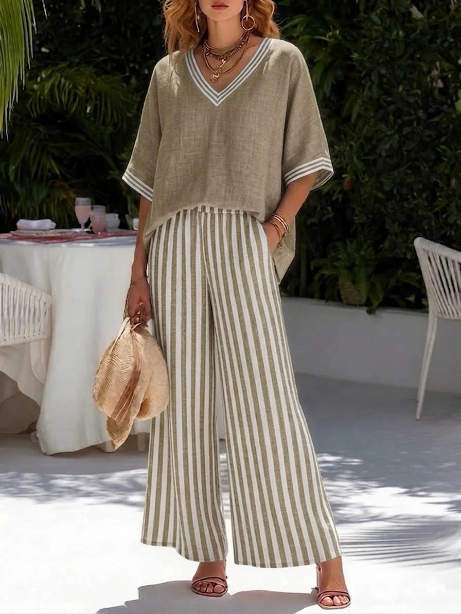 Eloise | Relaxed Fit Casual V-Neck Two-Piece Set