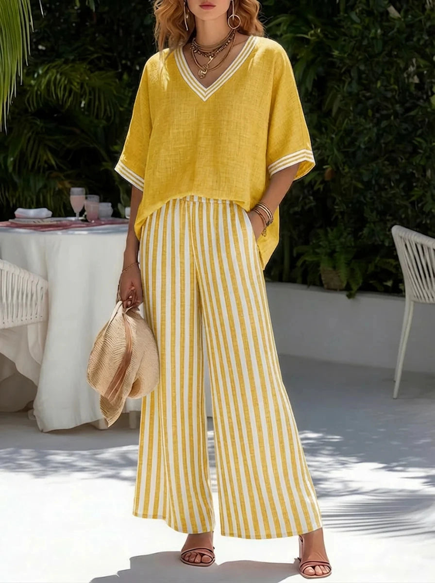 Eloise | Relaxed Fit Casual V-Neck Two-Piece Set