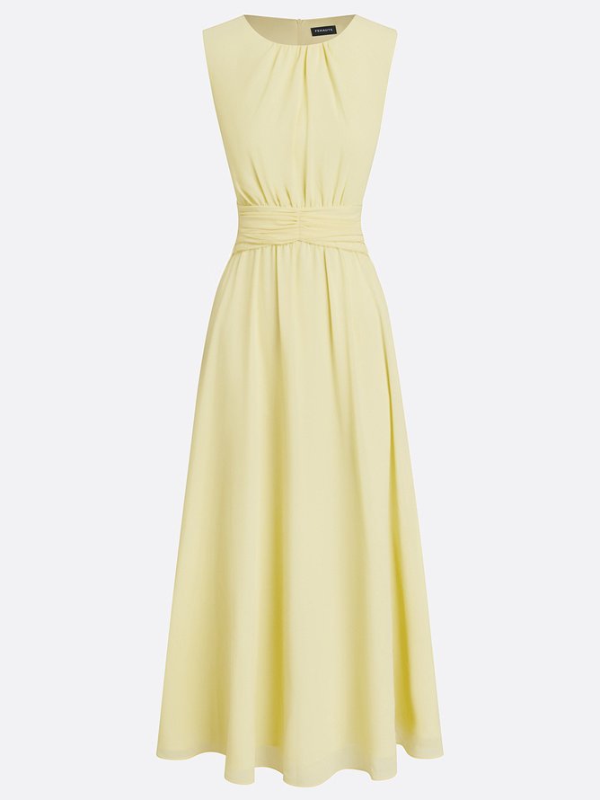 Lily | Ruched Waist Sleeveless Wedding Guest A-Line Maxi Dress