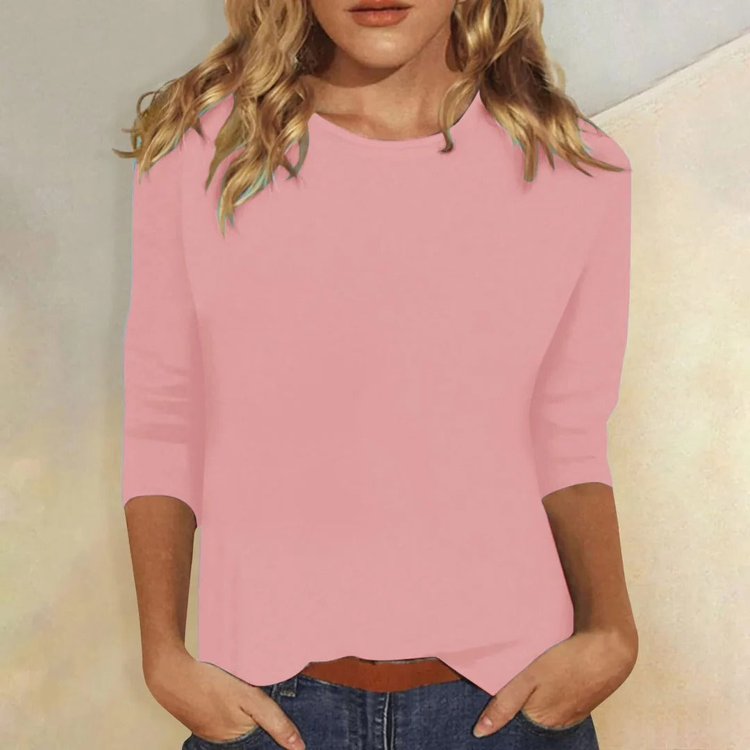 Lily | Crew Neck Casual Everyday Relaxed Fit Top 3/4 Sleeve