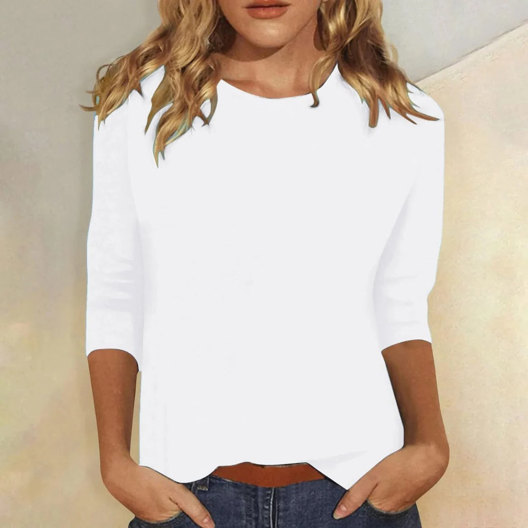 Lily | Crew Neck Casual Everyday Relaxed Fit Top 3/4 Sleeve