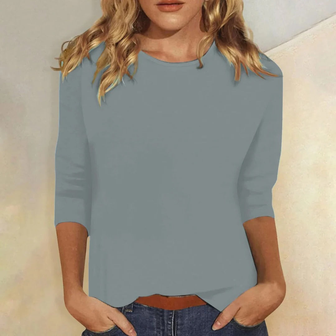 Lily | Crew Neck Casual Everyday Relaxed Fit Top 3/4 Sleeve