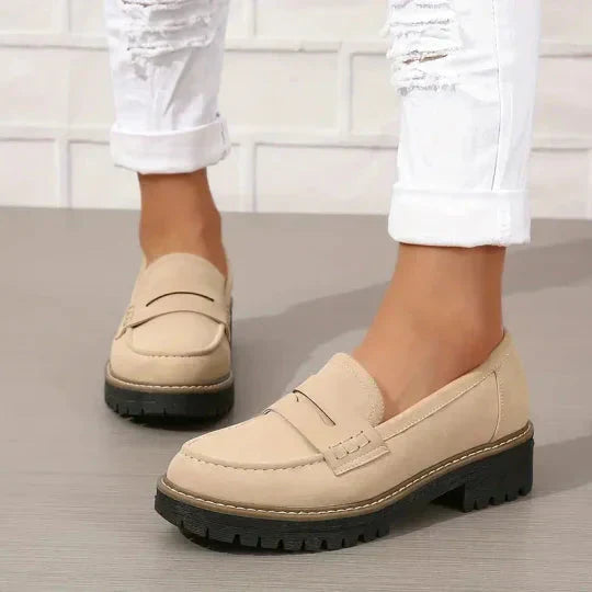 Women's Chunky Loafers – Matte Nubuck Platform Casual | Amelia 3