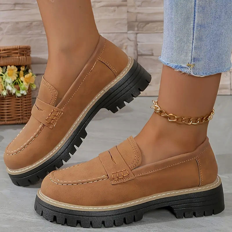 Women's Chunky Loafers – Matte Nubuck Platform Casual | Amelia 9