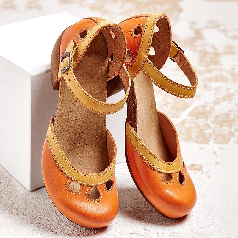 Women's Mary Janes – Burnished Leather Block Heel Everyday | Amelia 2